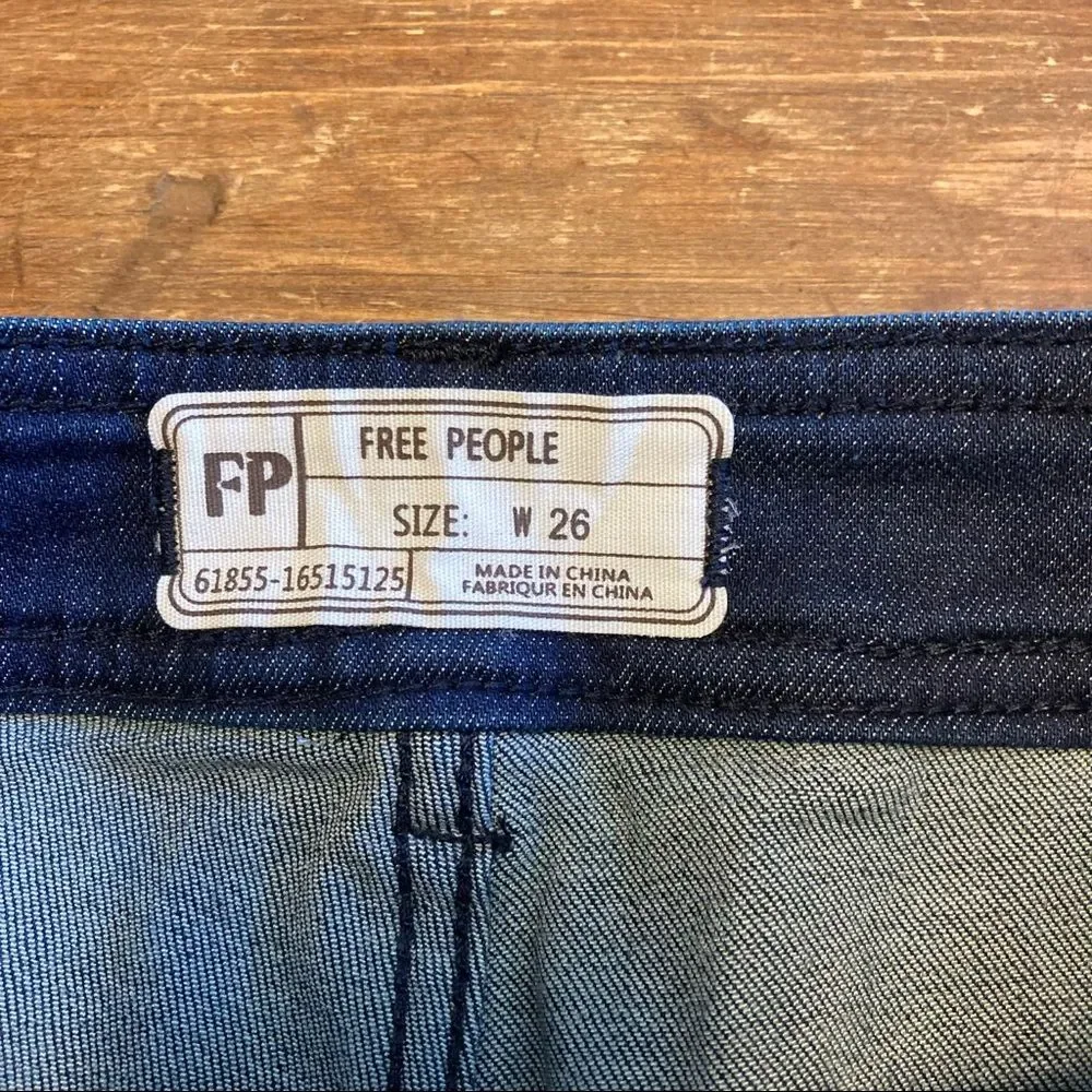 Free People Cut Off Denim Biker Shorts Size 26 NWT Dark Wash